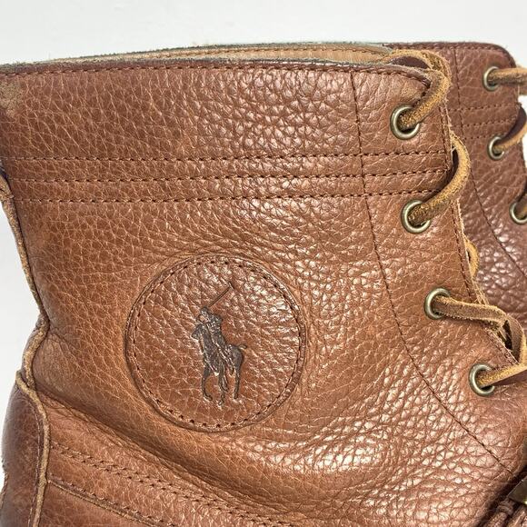 POLO RALPH LAUREN Country Ranger Boot 10.5 Brown Tumbled Leather Buckle EUC - Picture 9 of 11